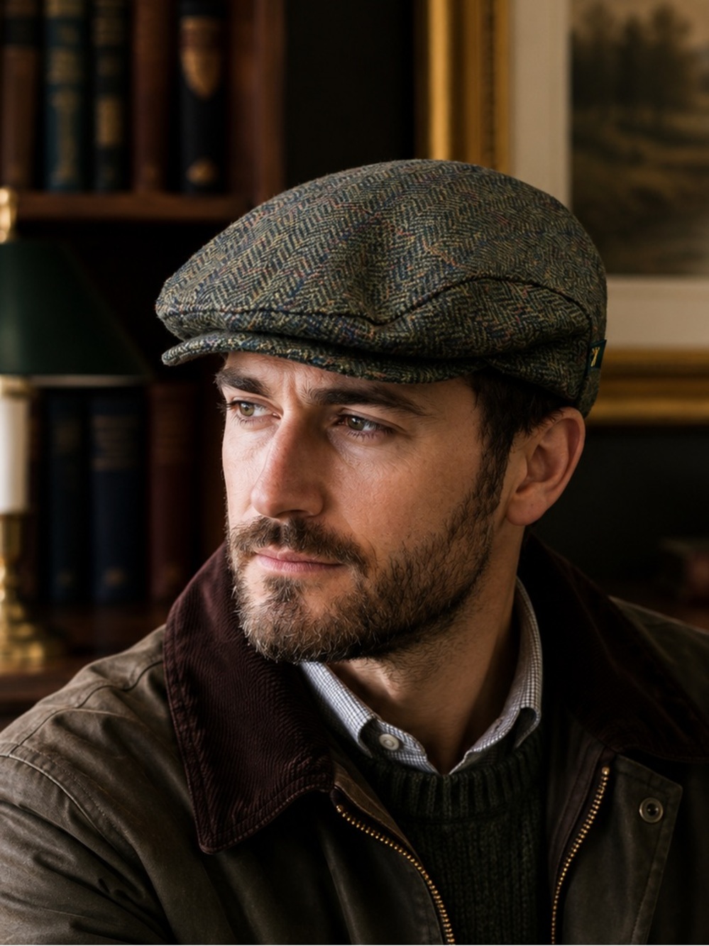 Mucros Weavers Trinity Donegal Tweed Flat Cap XL | Irish Wool Herringbone